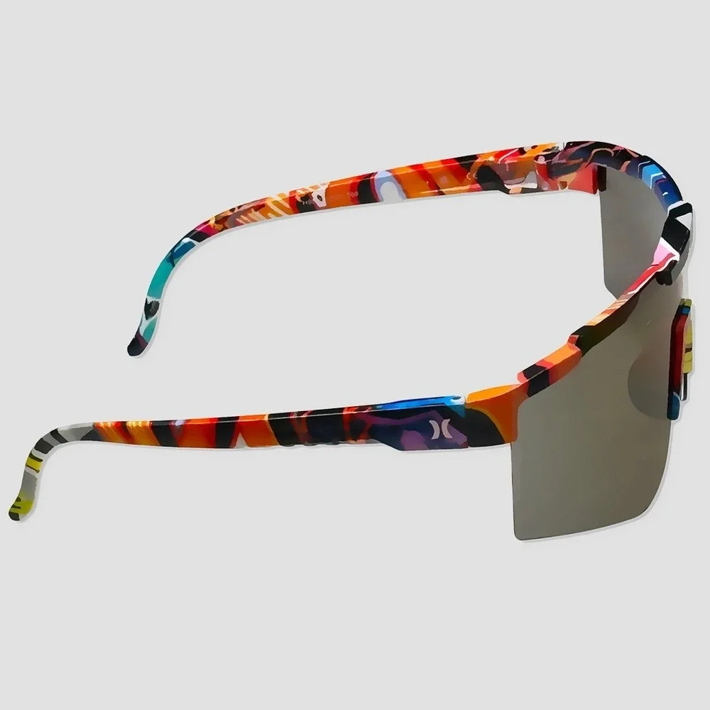 Hurley Semi-Rimless Shield Polarized Sunglasses NEW Abstract - #49561-SUN4